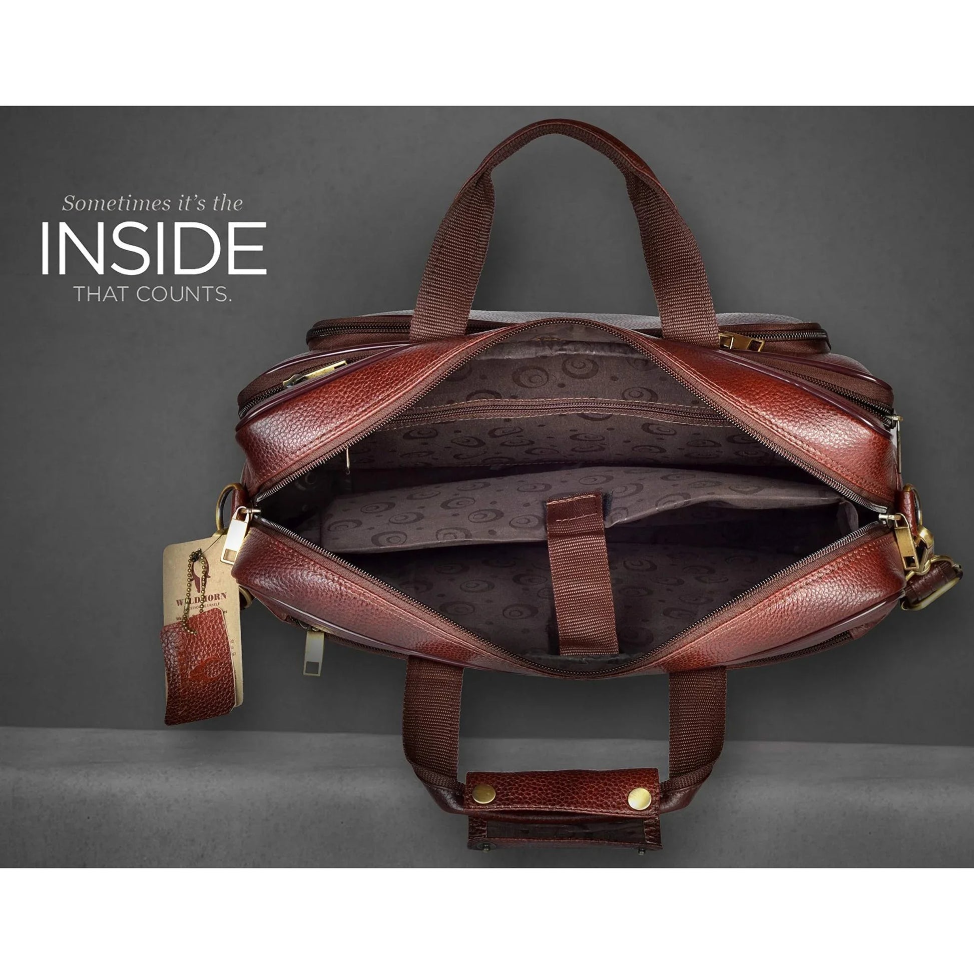 NORTH DAKOTA Leather Laptop Messenger Bag for Men - WILDHORN