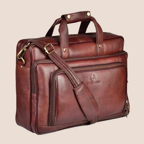 NORTH DAKOTA Leather Laptop Messenger Bag for Men - WILDHORN