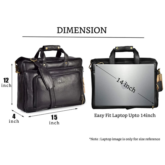 NORTH DAKOTA Leather Laptop Messenger Bag for Men - WILDHORN