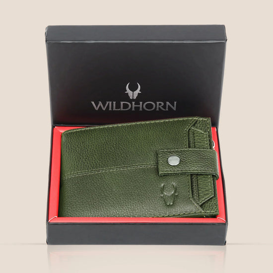 OSCAR RFID Protected Green Hunter Leather Wallet for Men - WILDHORN
