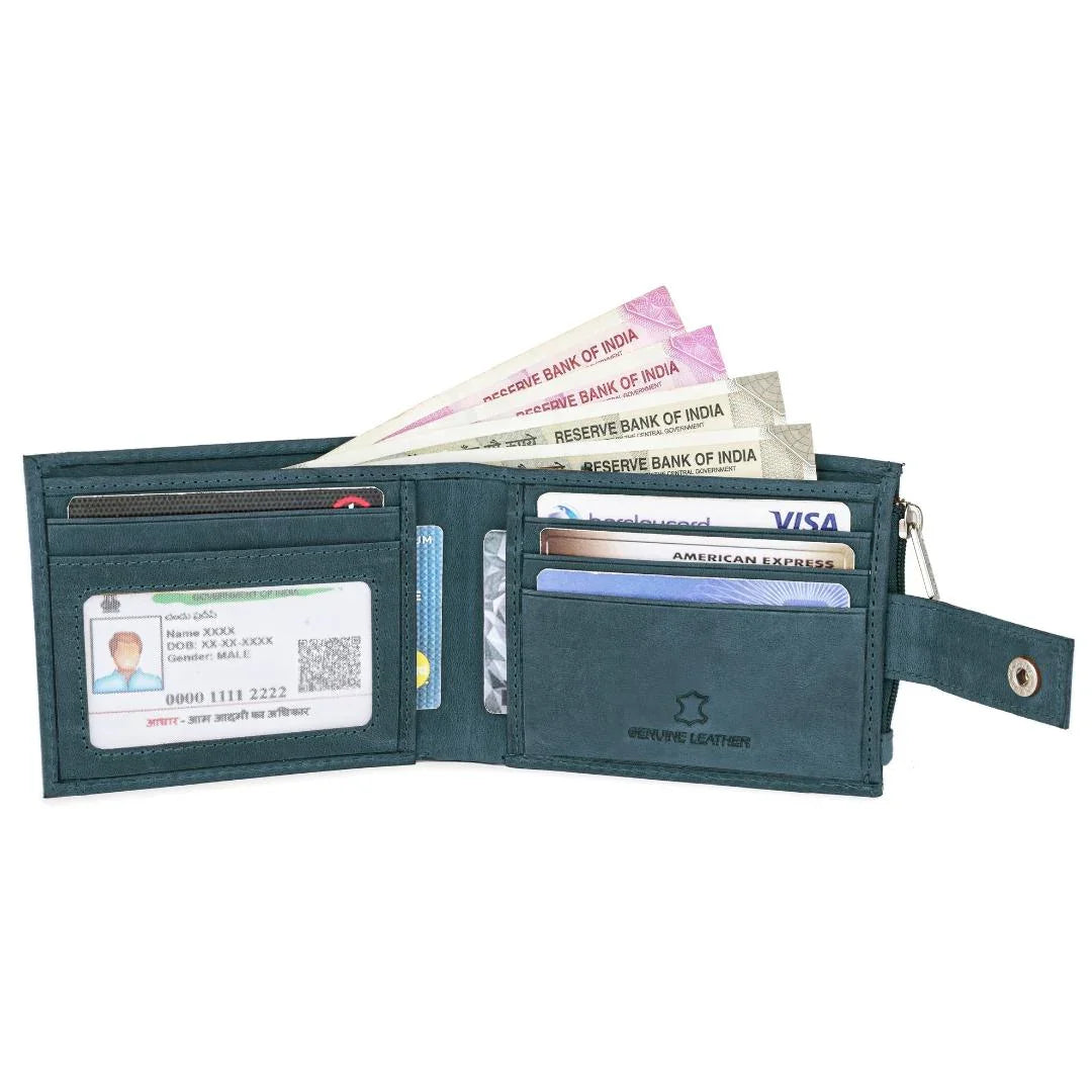 OSCAR RFID Protected Green Hunter Leather Wallet for Men - WILDHORN