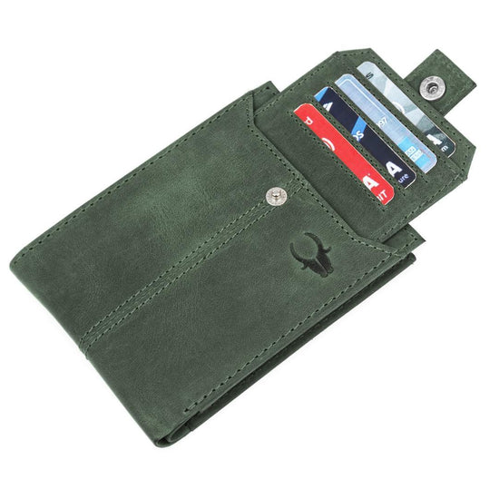 OSCAR RFID Protected Green Hunter Leather Wallet for Men - WILDHORN