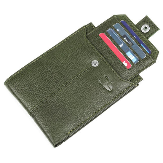OSCAR RFID Protected Green Hunter Leather Wallet for Men - WILDHORN