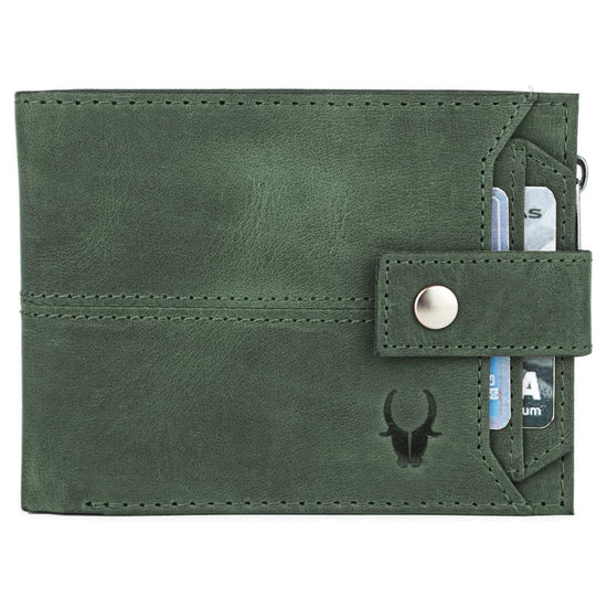 OSCAR RFID Protected Green Hunter Leather Wallet for Men - WILDHORN