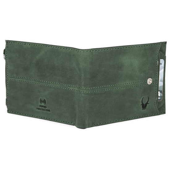 OSCAR RFID Protected Green Hunter Leather Wallet for Men - WILDHORN