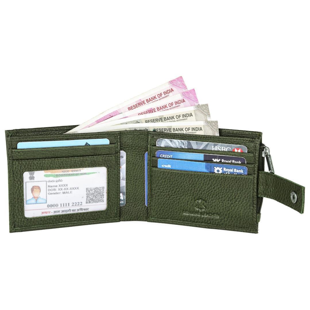 OSCAR RFID Protected Green Hunter Leather Wallet for Men - WILDHORN