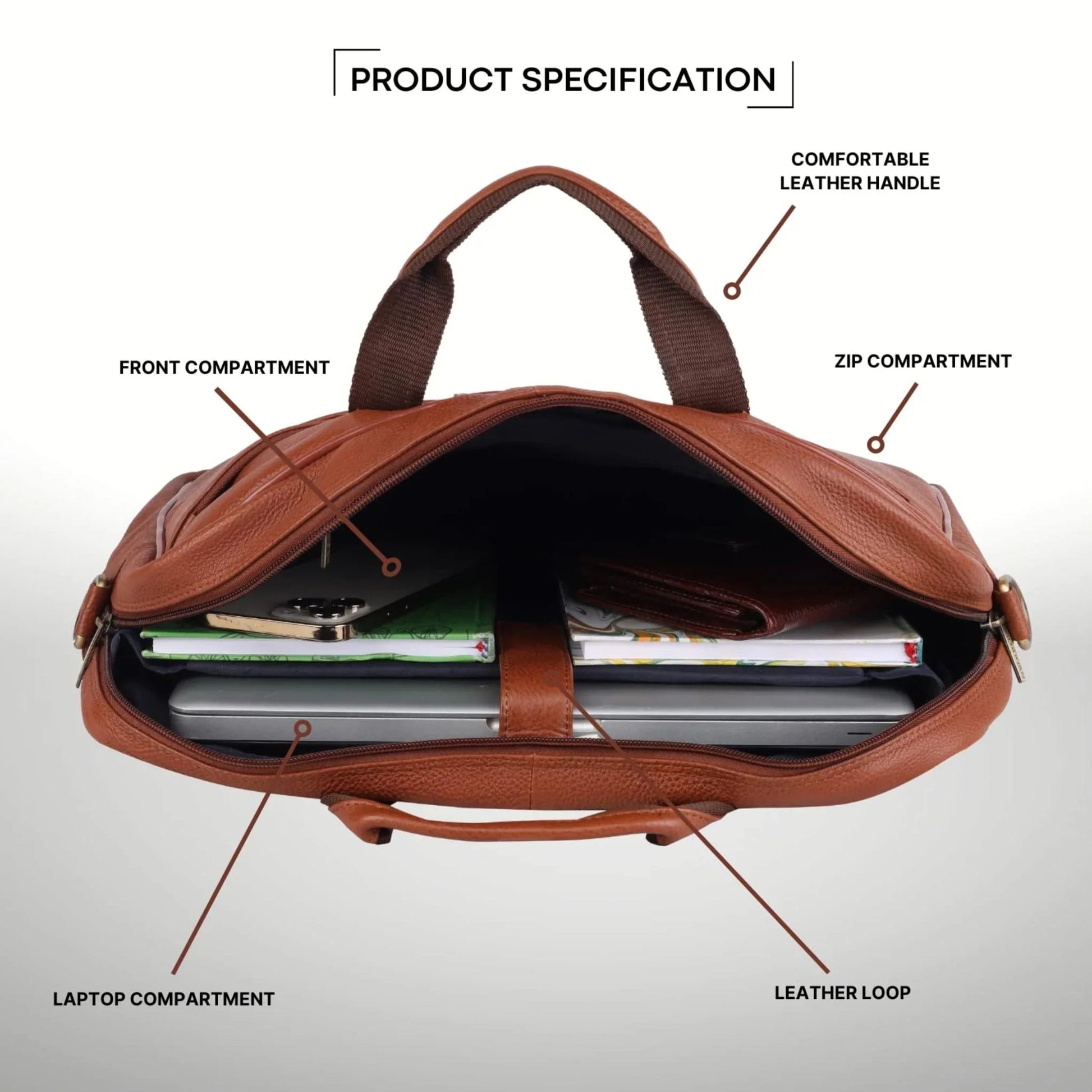 RICHMOND Leather Laptop Messenger Bag for Men - WILDHORN