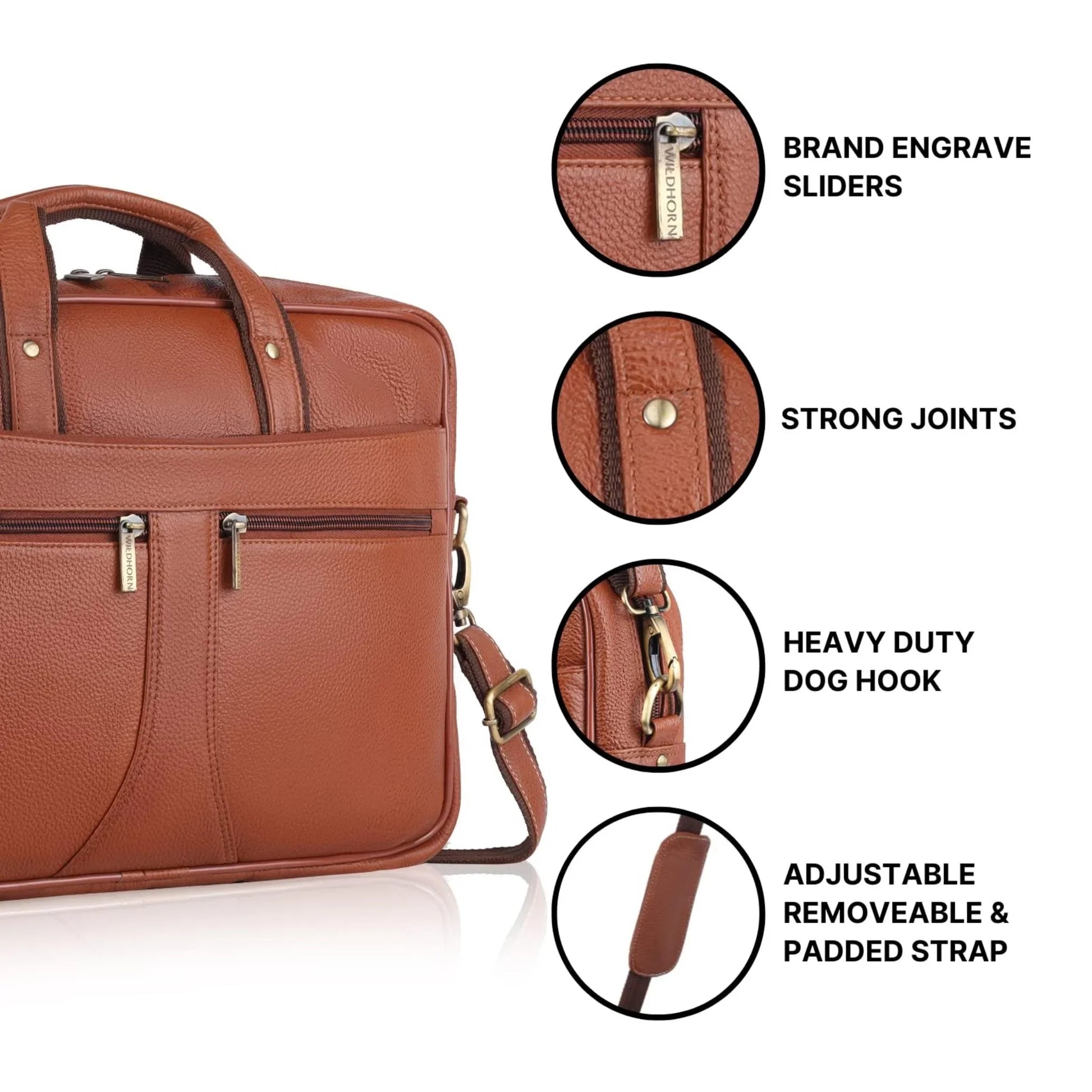 RICHMOND Leather Laptop Messenger Bag for Men - WILDHORN