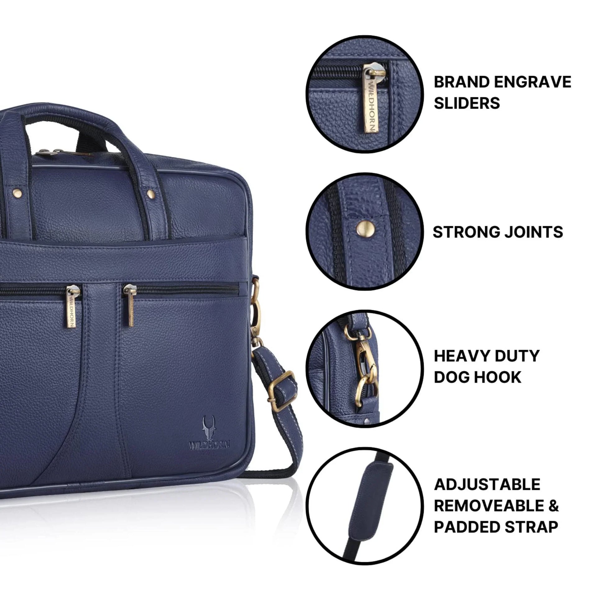 RICHMOND Leather Laptop Messenger Bag for Men - WILDHORN