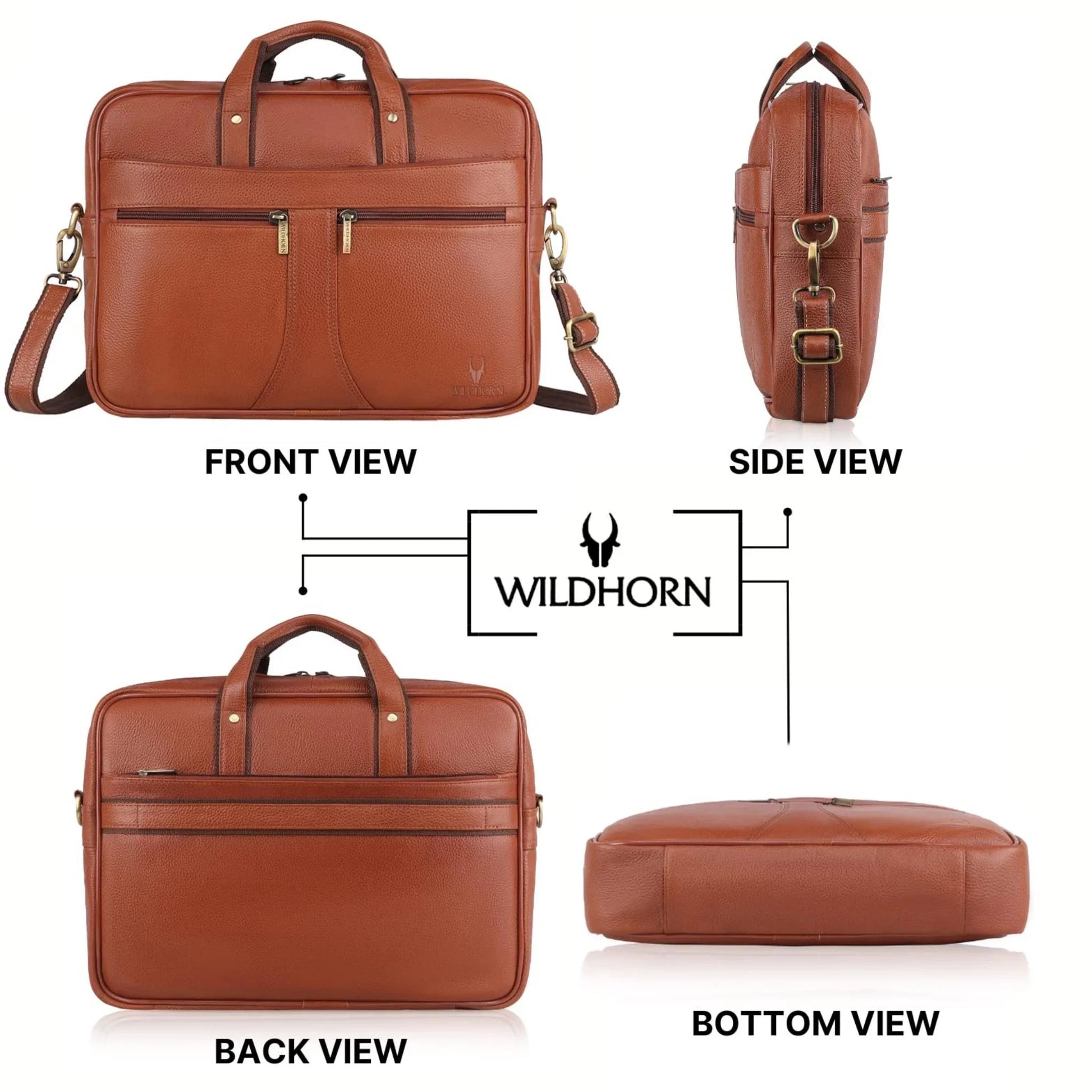 RICHMOND Leather Laptop Messenger Bag for Men - WILDHORN