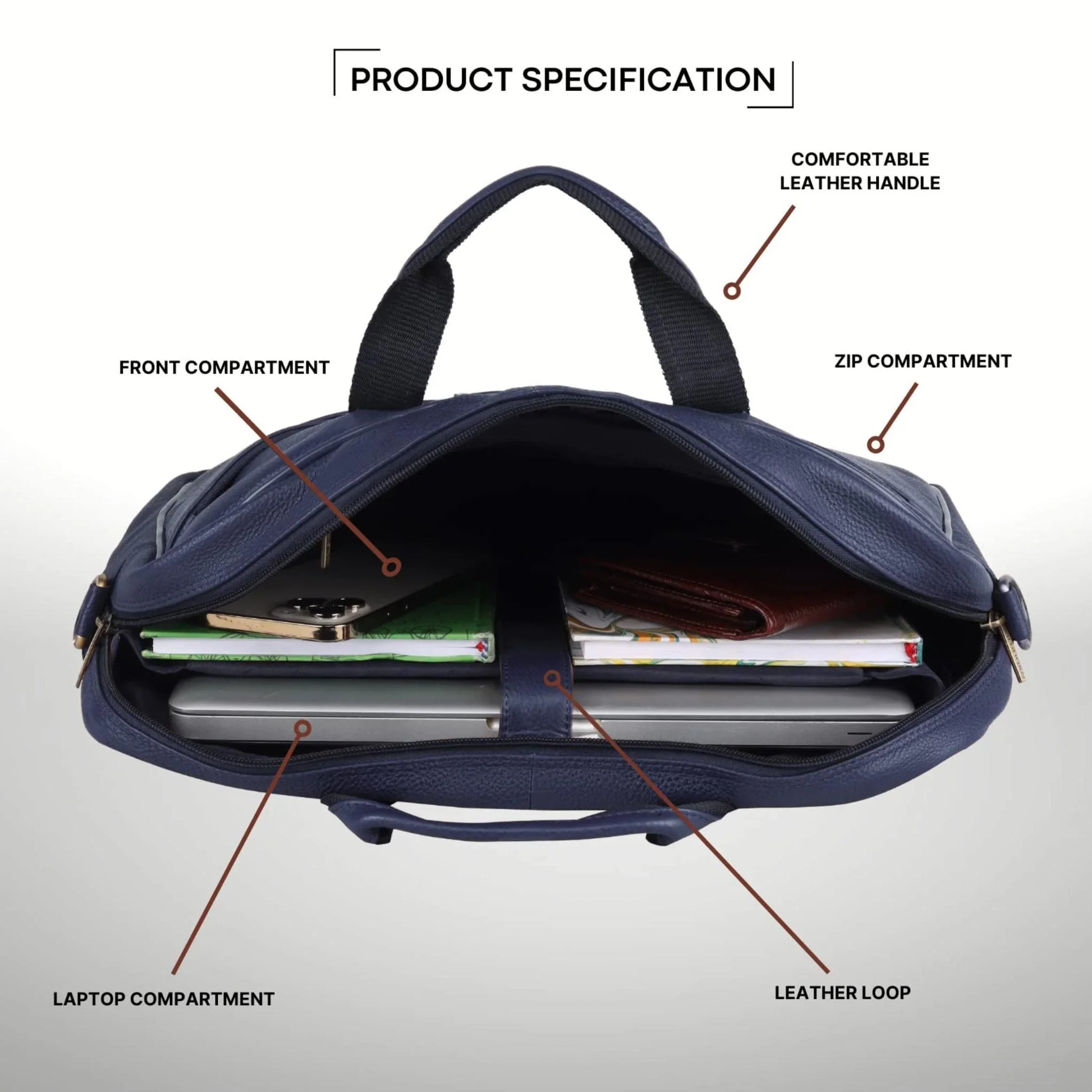 RICHMOND Leather Laptop Messenger Bag for Men - WILDHORN