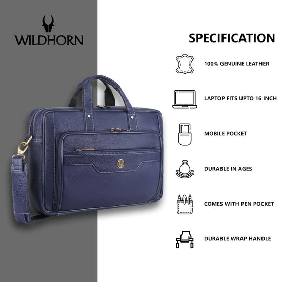 ROXTON Leather Laptop Messenger Bag for Men - WILDHORN