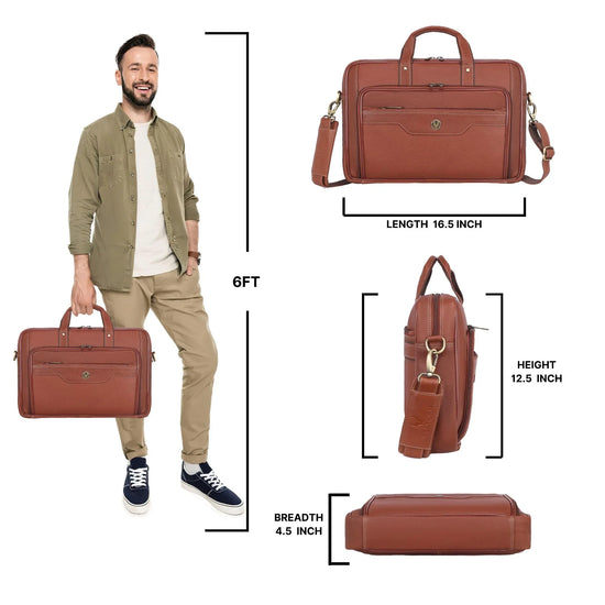 ROXTON Leather Laptop Messenger Bag for Men - WILDHORN