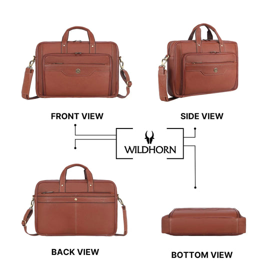 ROXTON Leather Laptop Messenger Bag for Men - WILDHORN