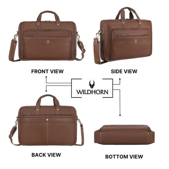 ROXTON Leather Laptop Messenger Bag for Men - WILDHORN