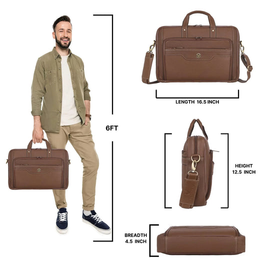 ROXTON Leather Laptop Messenger Bag for Men - WILDHORN