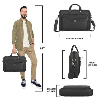 ROXTON Leather Laptop Messenger Bag for Men - WILDHORN