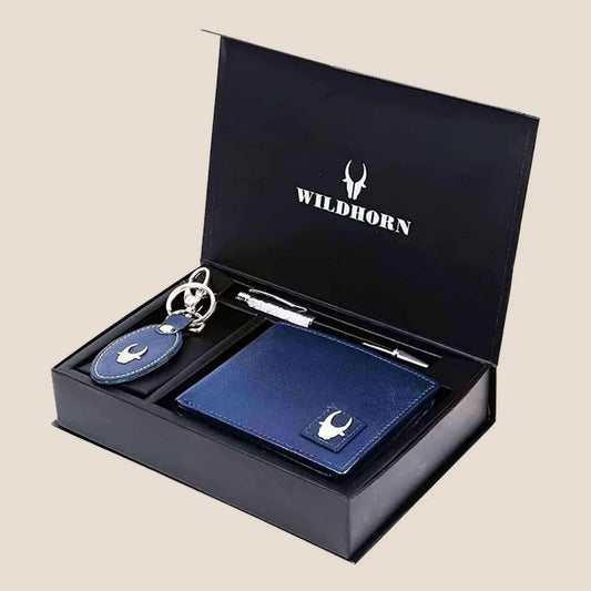SANFORD Leather Wallet, Keychain & Pen Gift Hamper for Men - WILDHORN