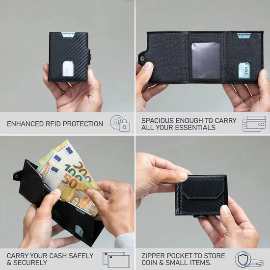 SEOL RFID Protected Unisex Carbon Fiber Leather Card Holder - WILDHORN