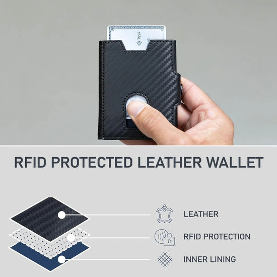 SEOL RFID Protected Unisex Carbon Fiber Leather Card Holder - WILDHORN