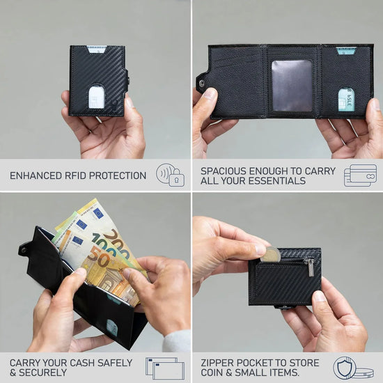 SEOL RFID Protected Unisex Carbon Fiber Leather Card Holder - WILDHORN