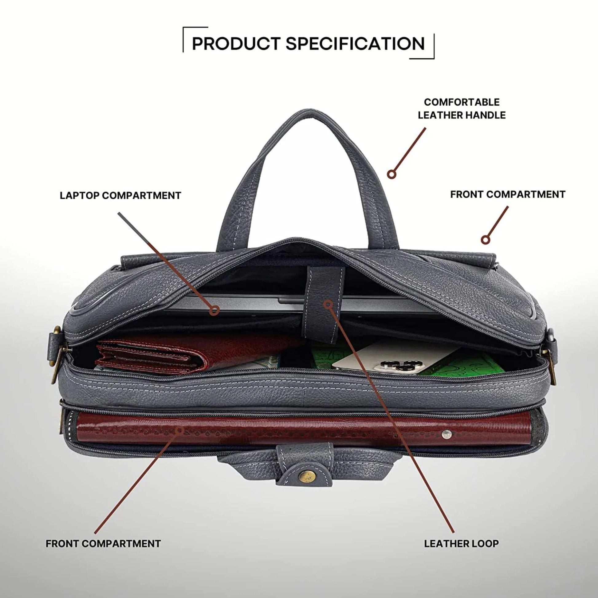 SPENCER Leather Laptop Messenger Bag for Men - WILDHORN