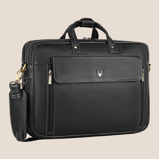 SPENCER Leather Laptop Messenger Bag for Men - WILDHORN