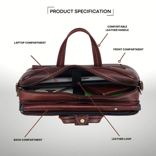 SPENCER Leather Laptop Messenger Bag for Men - WILDHORN