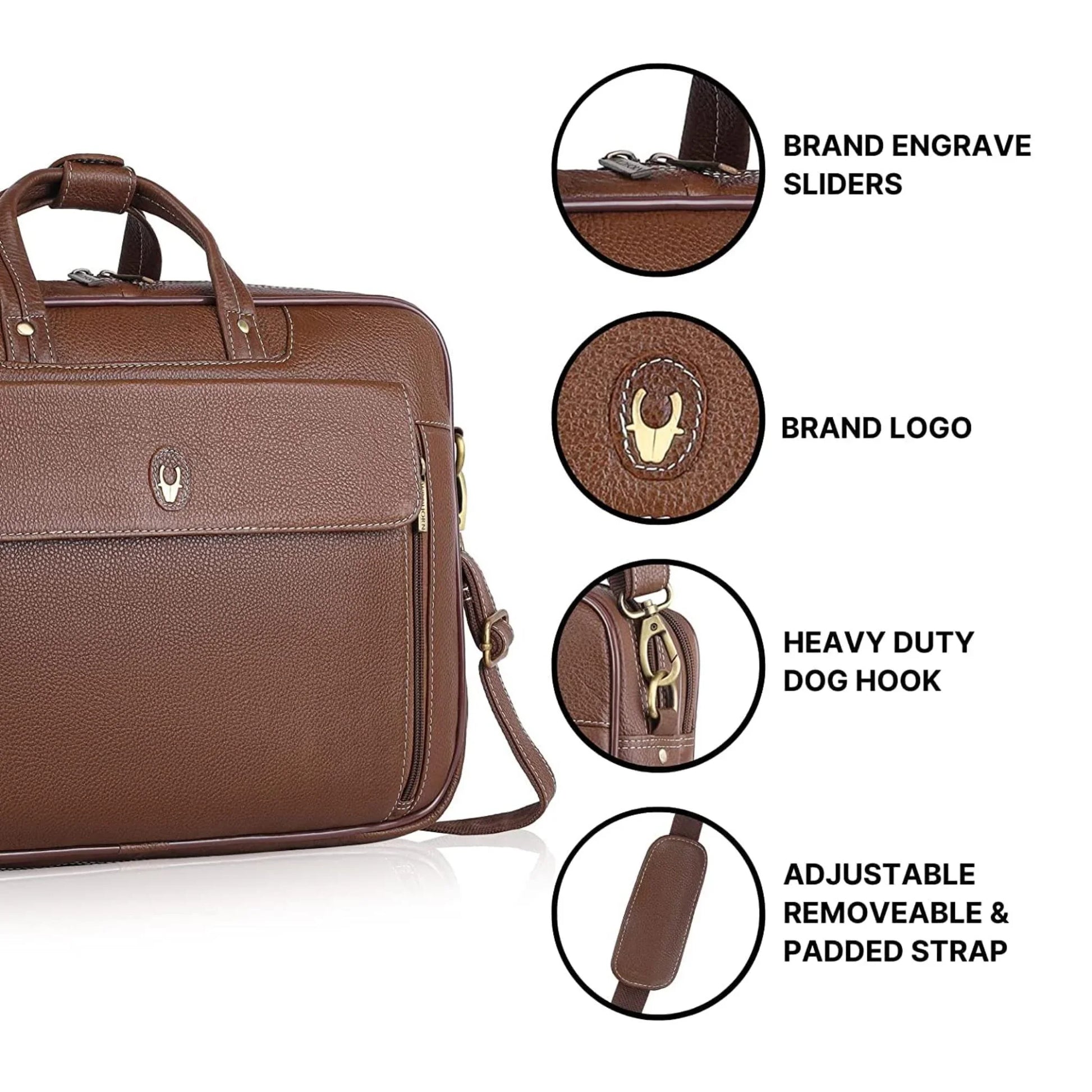 SPENCER Leather Laptop Messenger Bag for Men - WILDHORN