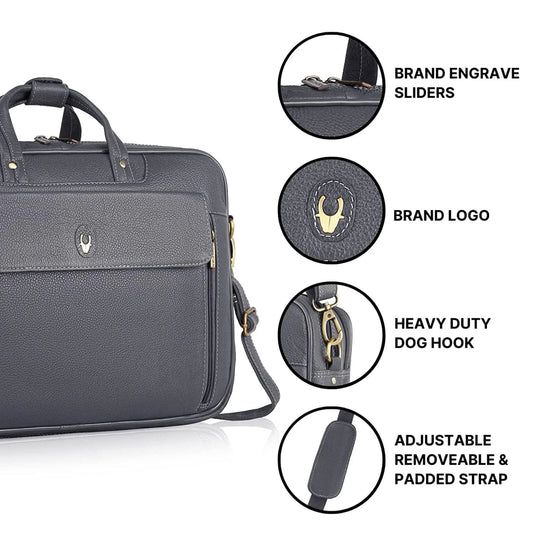 SPENCER Leather Laptop Messenger Bag for Men - WILDHORN