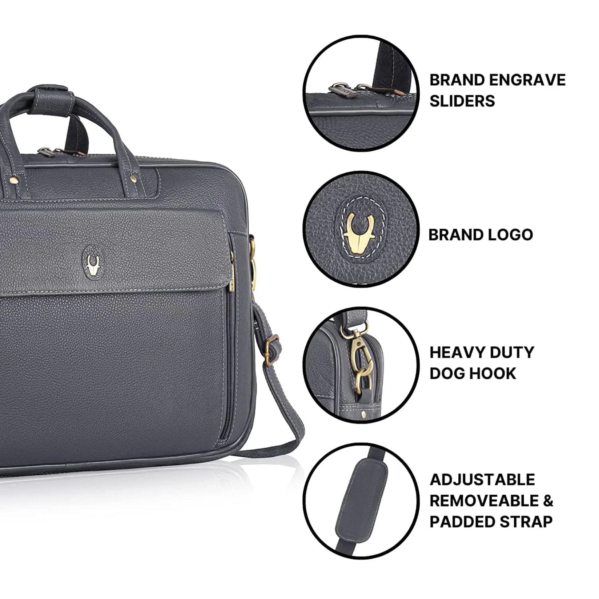 SPENCER Leather Laptop Messenger Bag for Men - WILDHORN