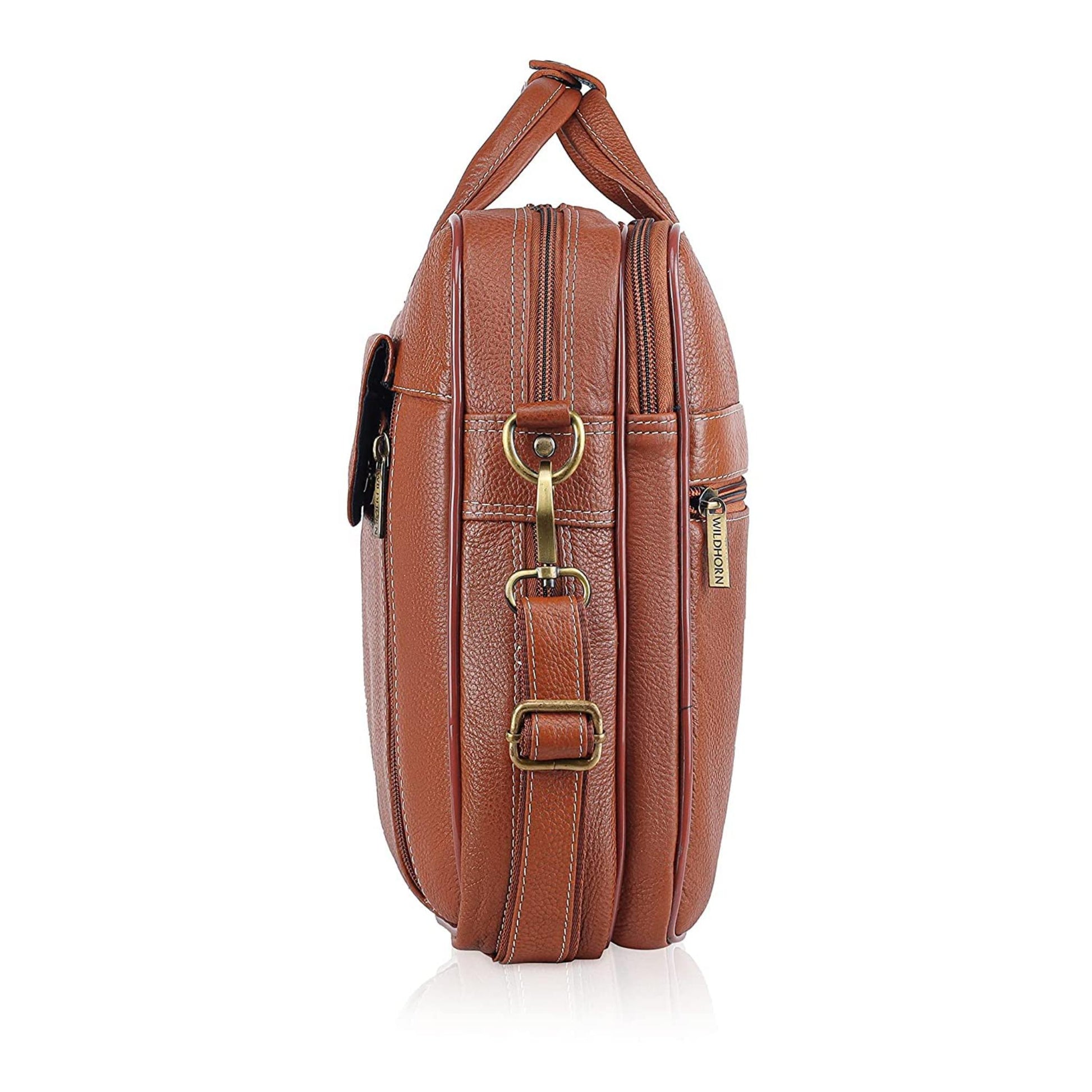 SPENCER Leather Laptop Messenger Bag for Men - WILDHORN