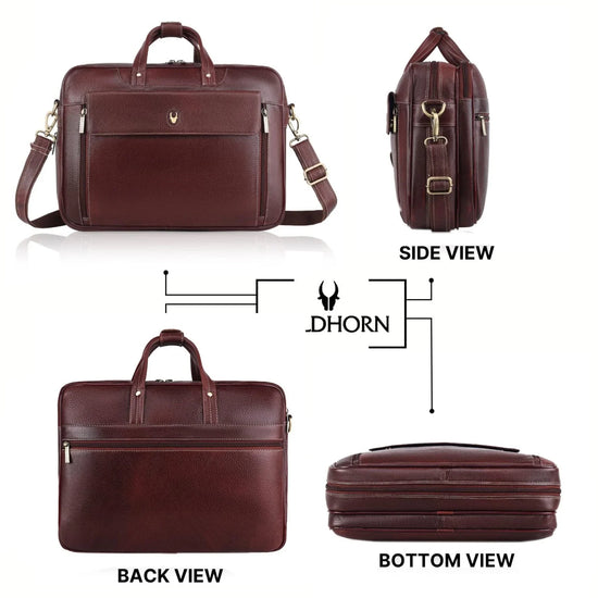 SPENCER Leather Laptop Messenger Bag for Men - WILDHORN