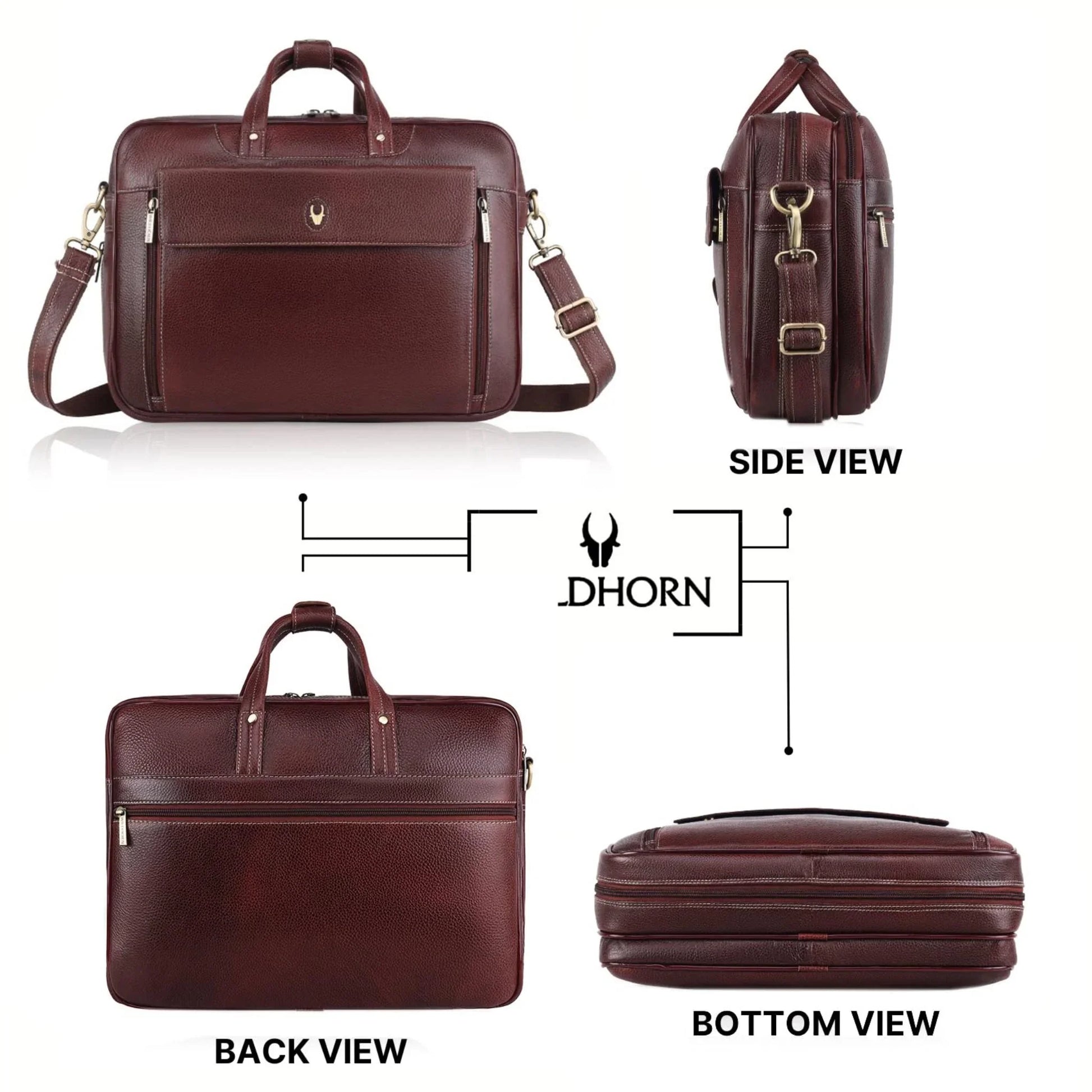 SPENCER Leather Laptop Messenger Bag for Men - WILDHORN