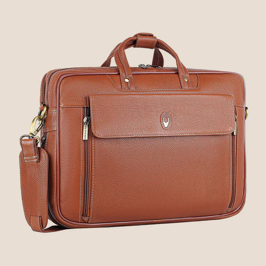 SPENCER Leather Laptop Messenger Bag for Men - WILDHORN