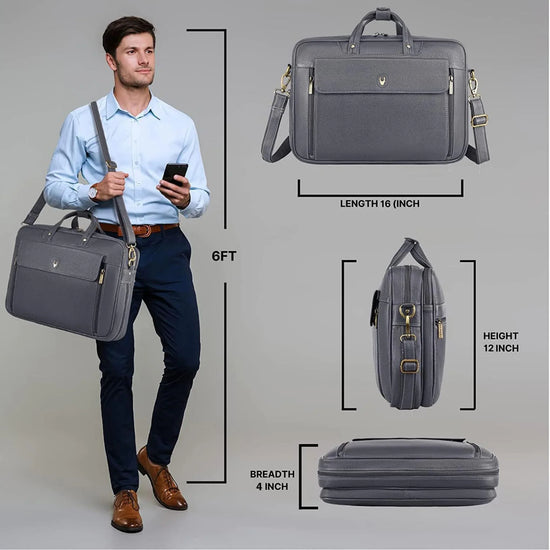 SPENCER Leather Laptop Messenger Bag for Men - WILDHORN