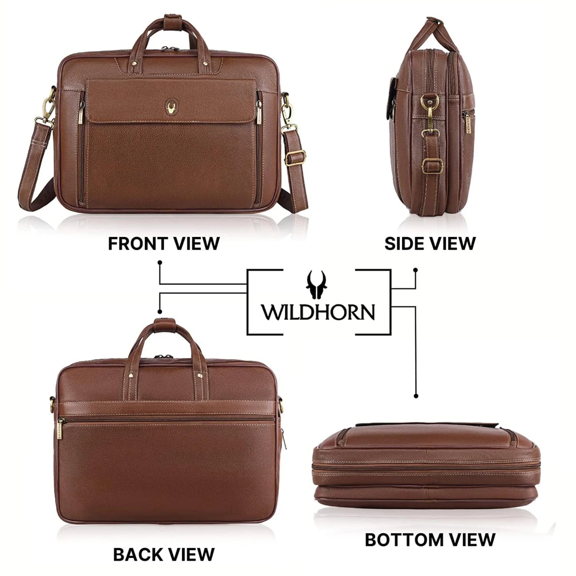 SPENCER Leather Laptop Messenger Bag for Men - WILDHORN