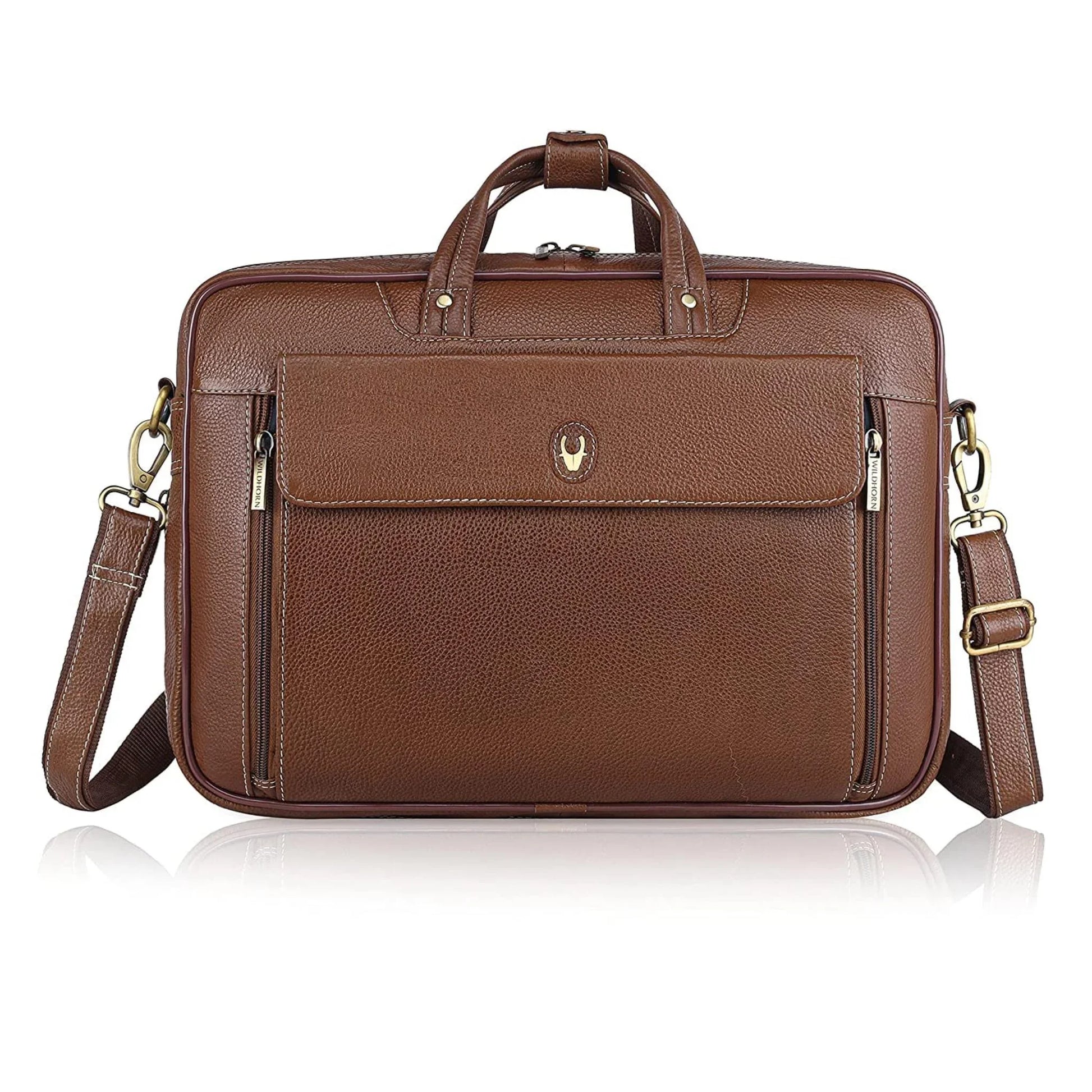 SPENCER Leather Laptop Messenger Bag for Men - WILDHORN