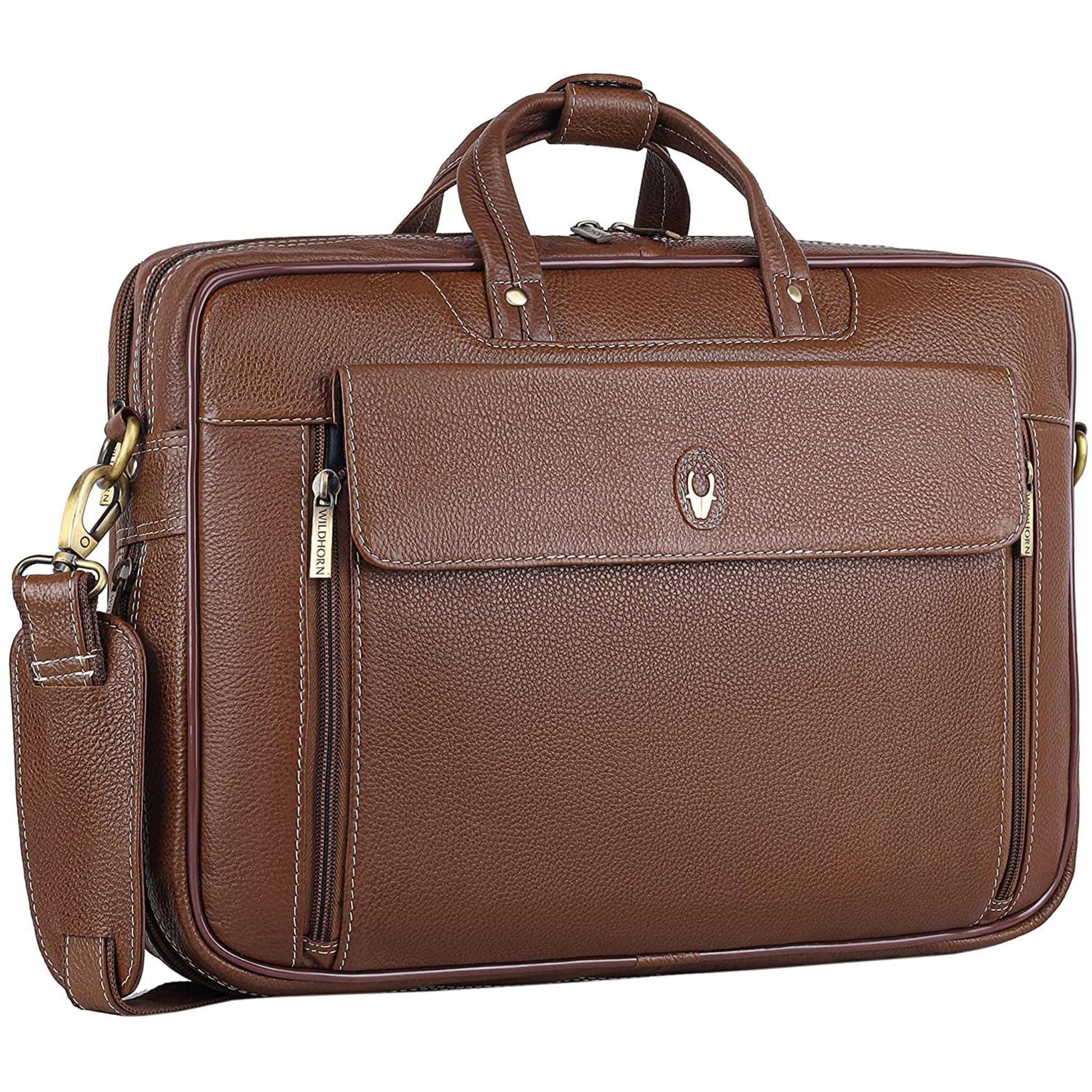 SPENCER Leather Laptop Messenger Bag for Men - WILDHORN