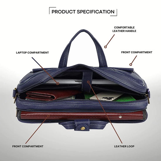 SPENCER Leather Laptop Messenger Bag for Men - WILDHORN