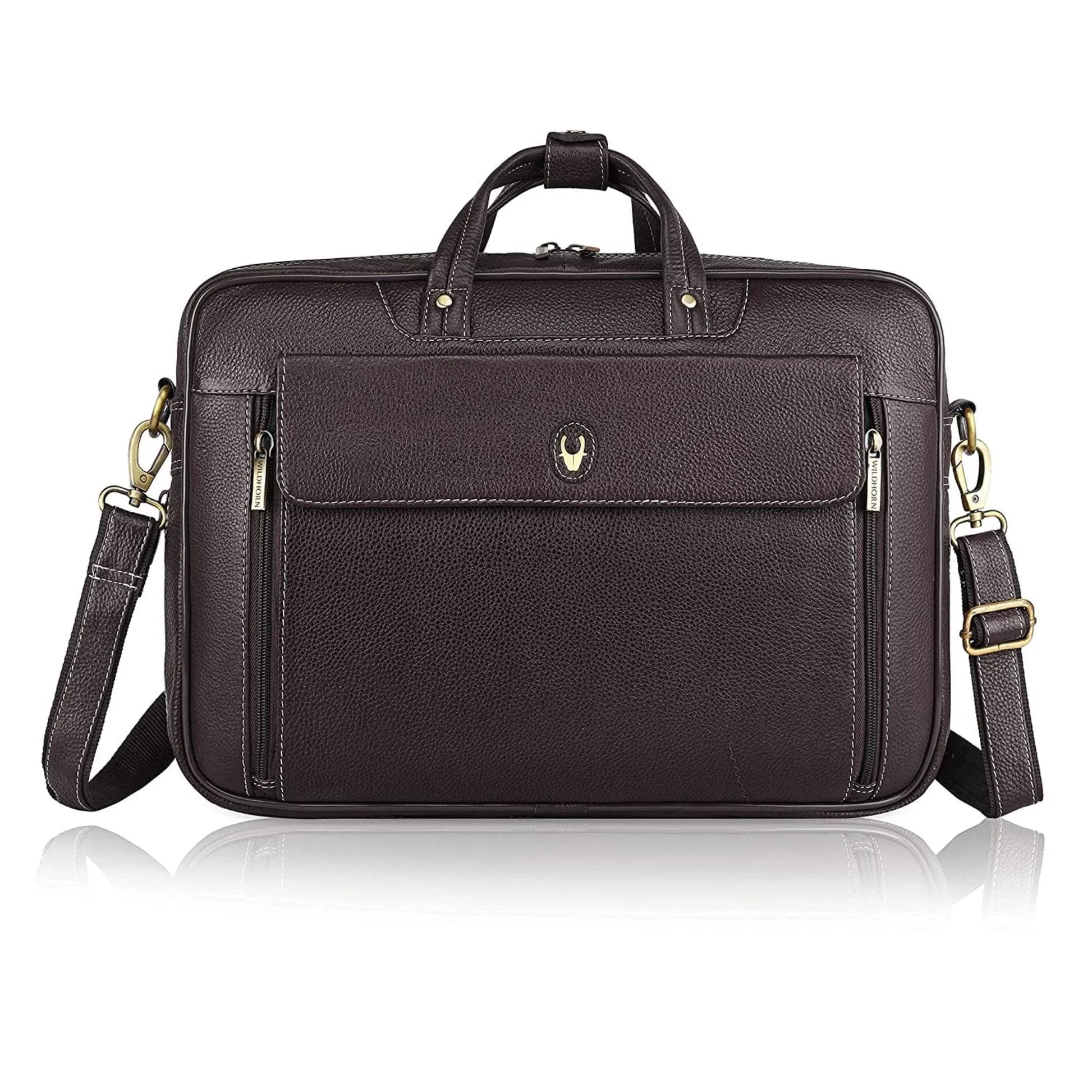 SPENCER Leather Laptop Messenger Bag for Men - WILDHORN