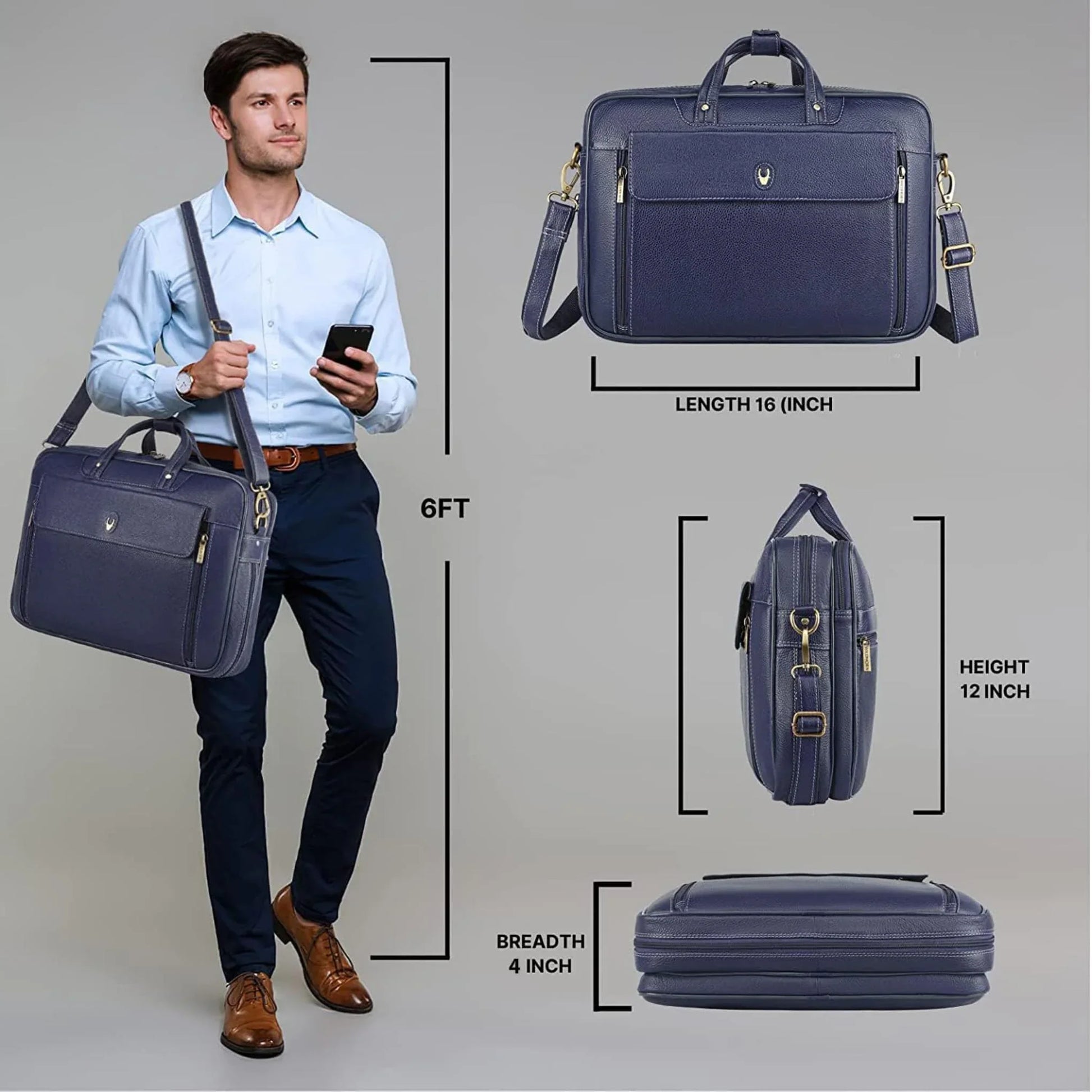 SPENCER Leather Laptop Messenger Bag for Men - WILDHORN