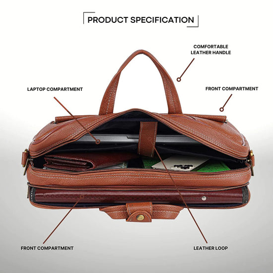 SPENCER Leather Laptop Messenger Bag for Men - WILDHORN