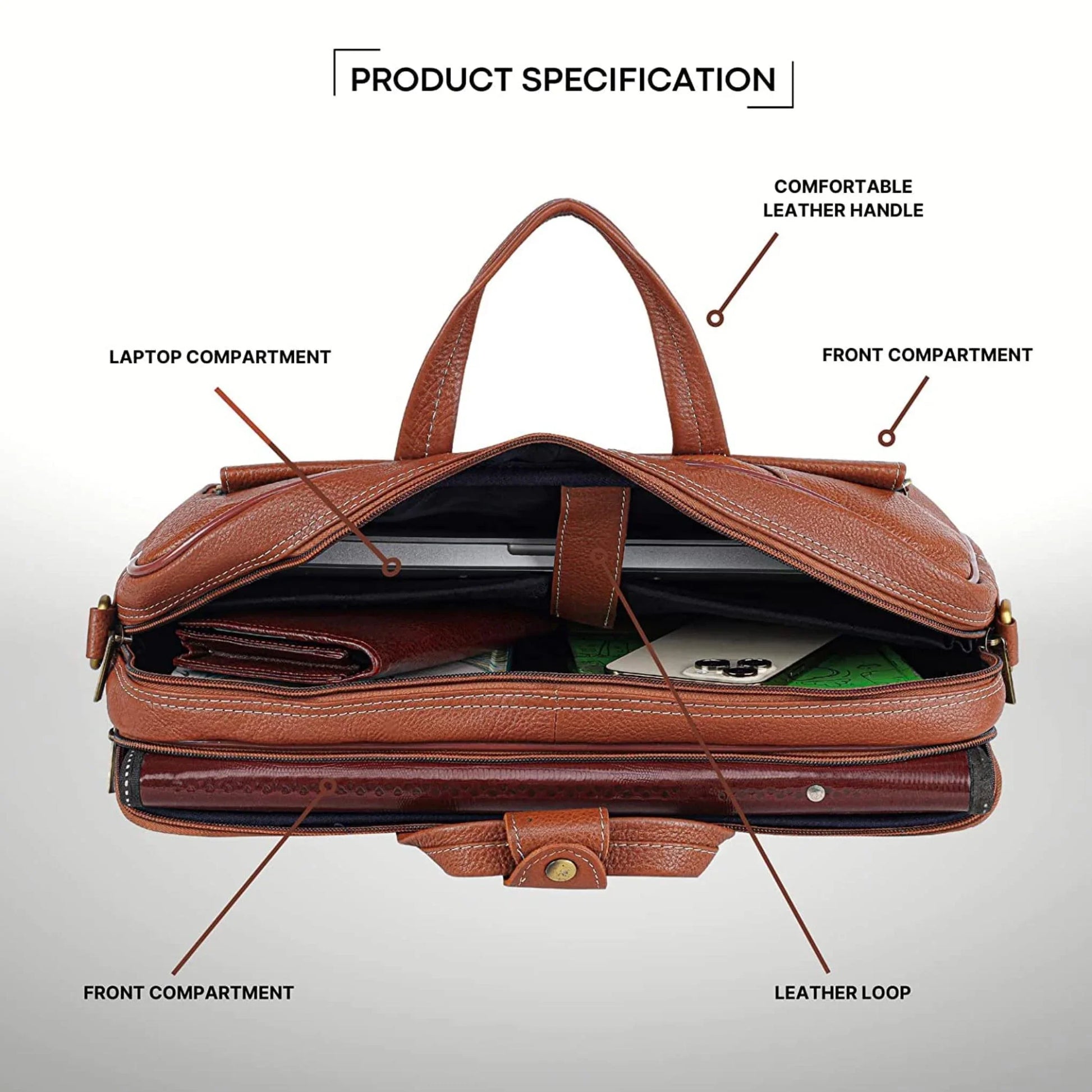 SPENCER Leather Laptop Messenger Bag for Men - WILDHORN