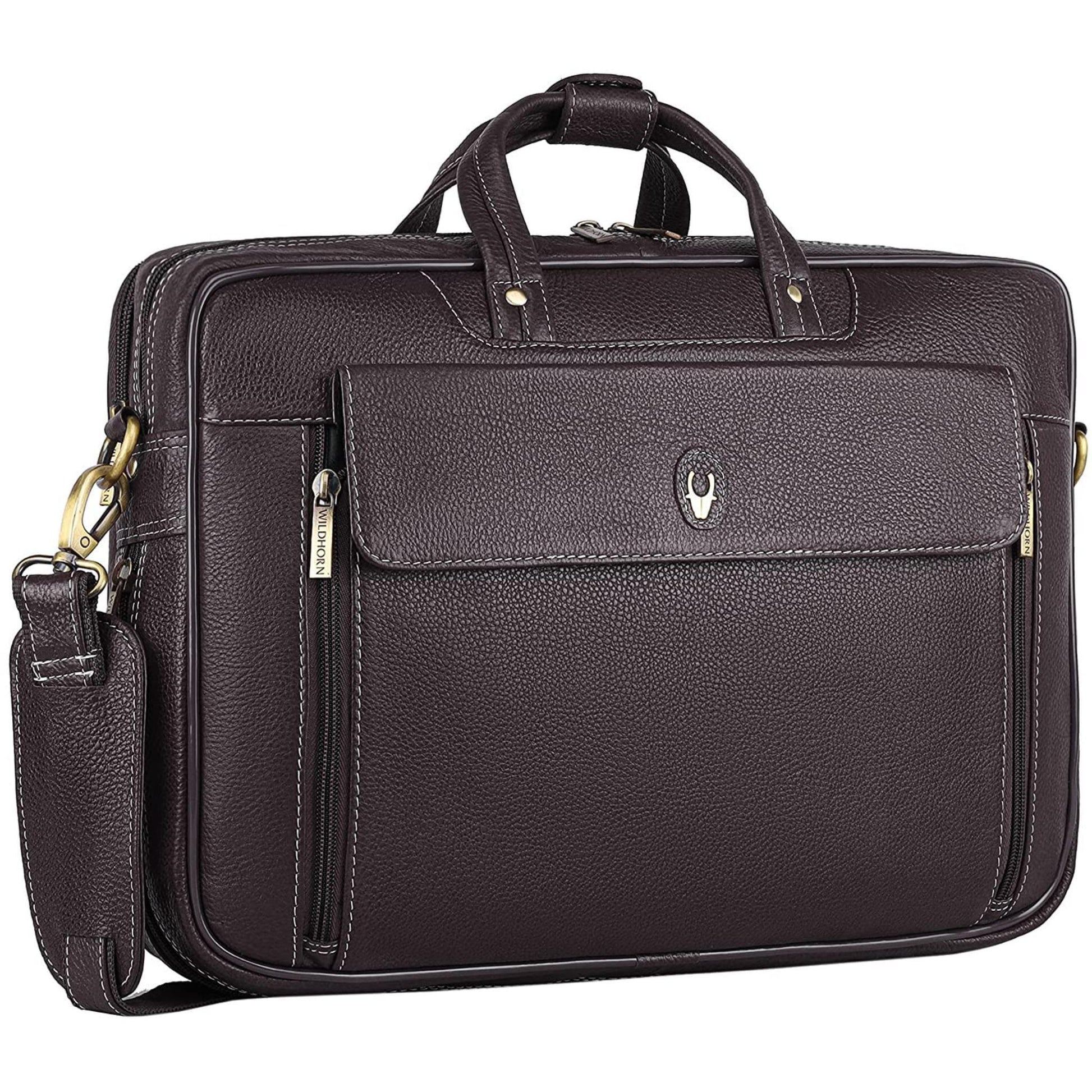 SPENCER Leather Laptop Messenger Bag for Men - WILDHORN