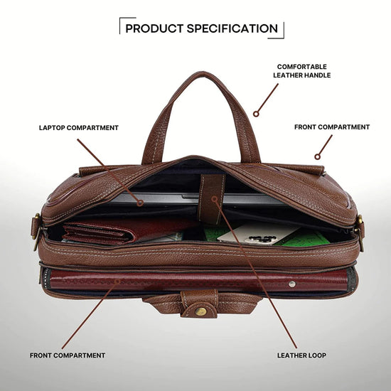 SPENCER Leather Laptop Messenger Bag for Men - WILDHORN