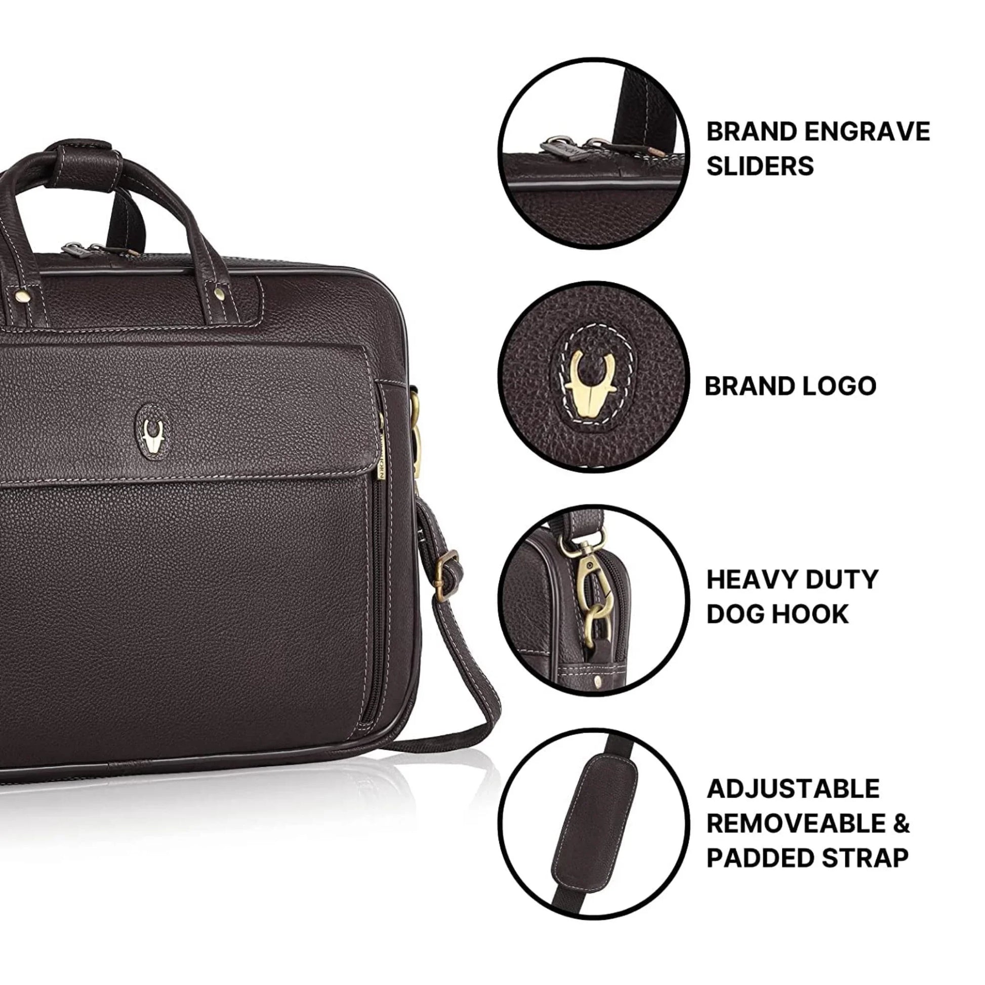 SPENCER Leather Laptop Messenger Bag for Men - WILDHORN