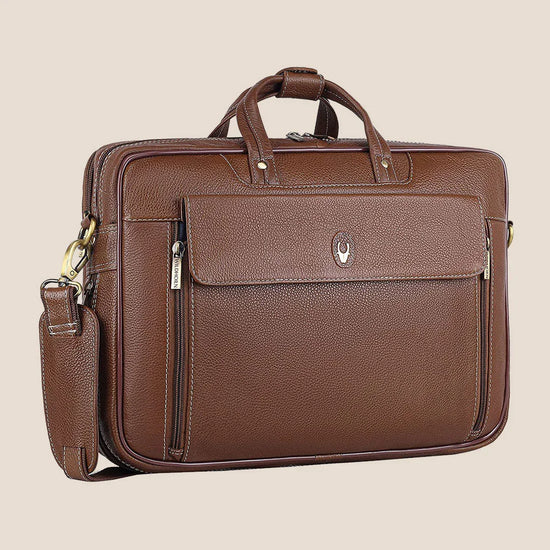 SPENCER Leather Laptop Messenger Bag for Men - WILDHORN