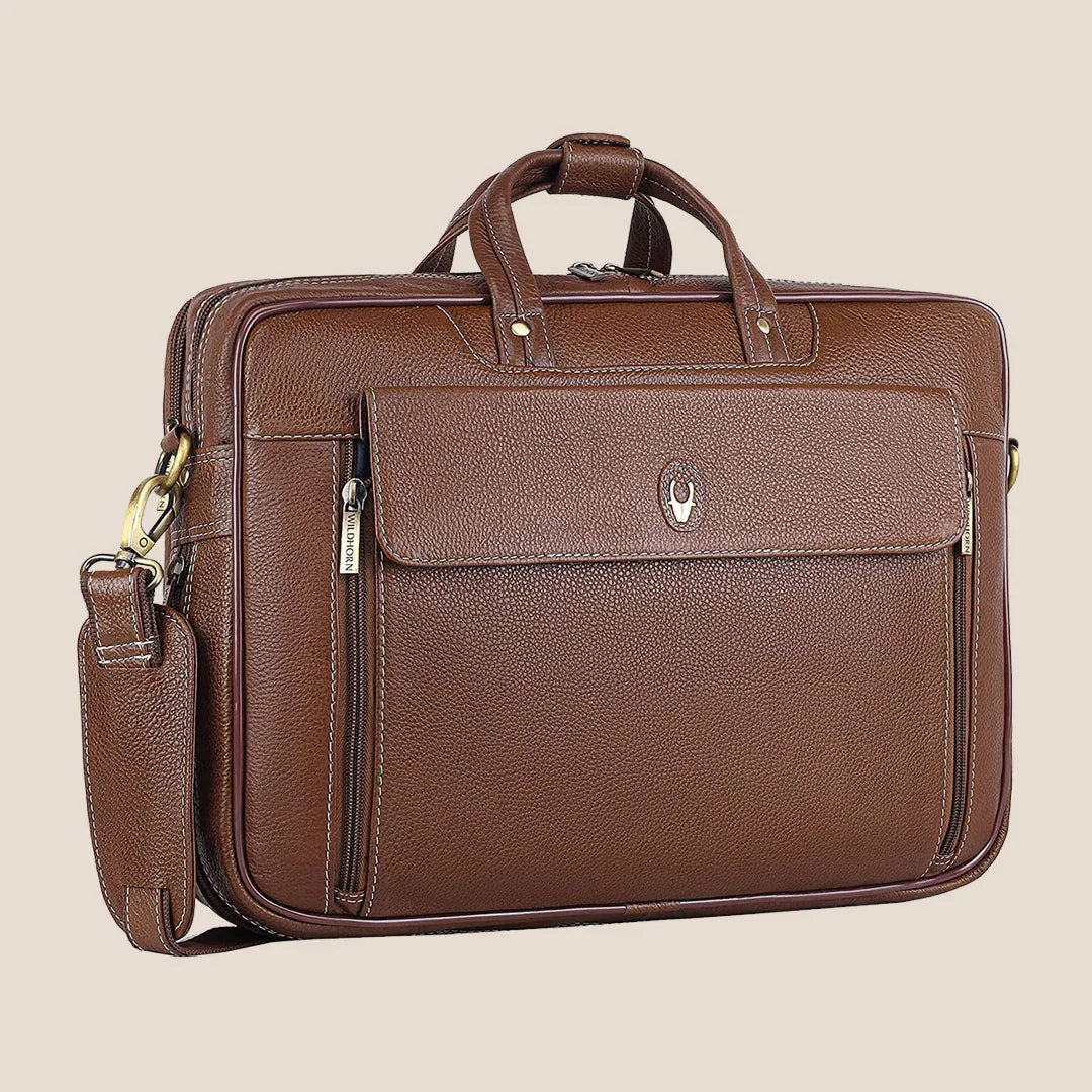 SPENCER Leather Laptop Messenger Bag for Men - WILDHORN