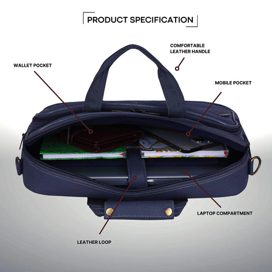 STANFORD Leather Laptop Messenger Bag for Men - WILDHORN